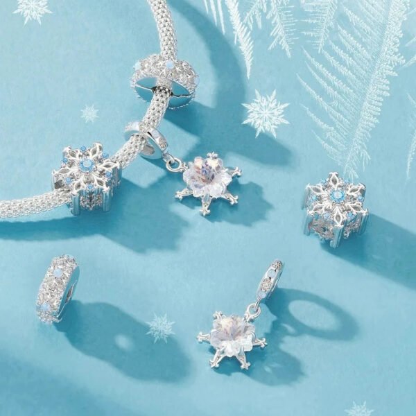 Charm Prestige séparateur à clip flocons de neige en argent plaqué platine - Korell charms