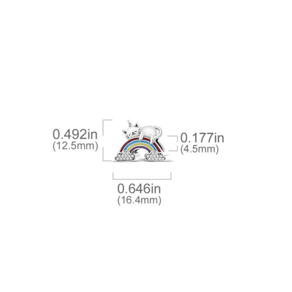 Charm arc en ciel et chat licorne en argent - Korell charms