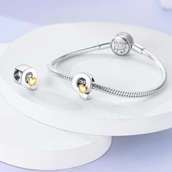 Charm alphabet lettre et cœur doré en argent - Korell charms