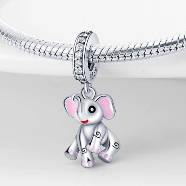 Charm pendentif éléphant rose en argent - Korell charms