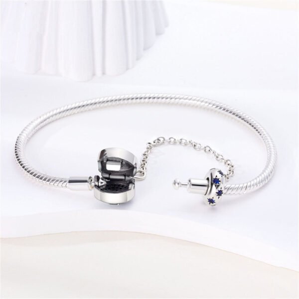 Bracelet pour charms lune et étoiles avec chaîne de sécurité intégrée en argent - Korell charms