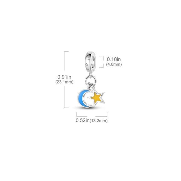 Charm pendentif étoile et lune en argent - lumineux - Korell charms
