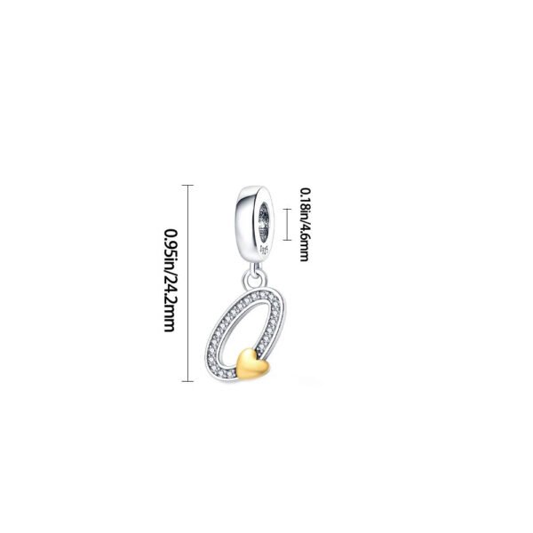 Charm pendentif alphabet lettre italique et cœur doré en argent - Korell charms