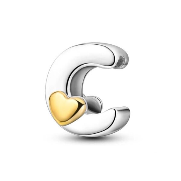 Charm alphabet lettre et cœur doré en argent Lettre C - Korell charms