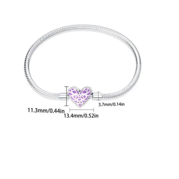 Bracelet pour charms cœur et arabesques violet en argent - lumineux - Korell charms