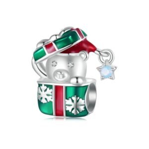 Charm Prestige ourson en cadeau de Noël en argent plaqué platine Default Title - Korell charms