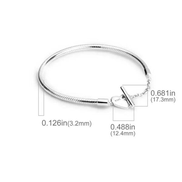 Bracelet pour charms fermoir en T petit cœur en argent - Korell charms