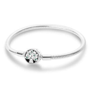 Bracelet pour charms arbre et cristaux verts en argent - Korell charms