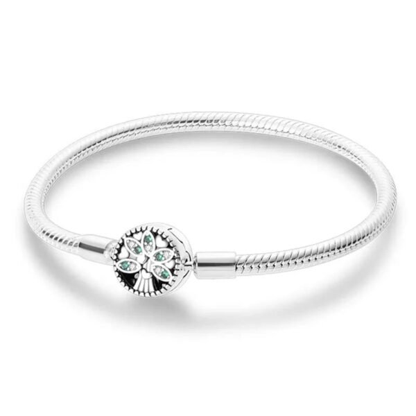 Bracelet pour charms arbre et cristaux verts en argent - Korell charms