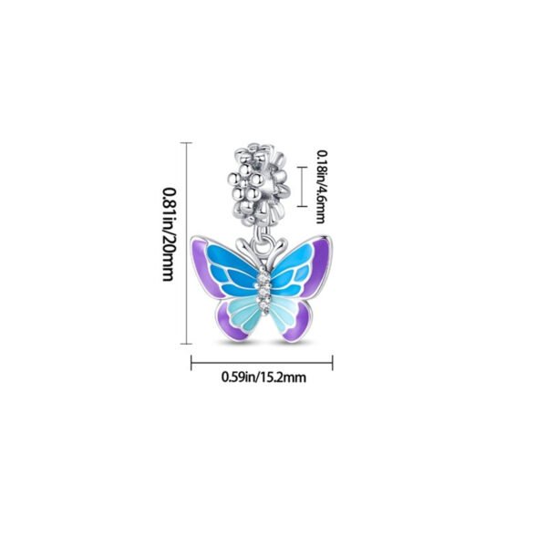 Charm pendentif papillon bleu en argent - lumineux - Korell charms
