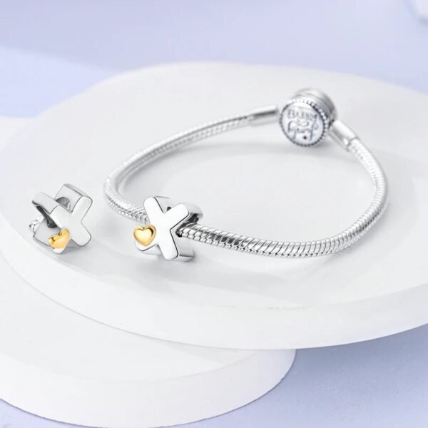 Charm alphabet lettre et cœur doré en argent - Korell charms