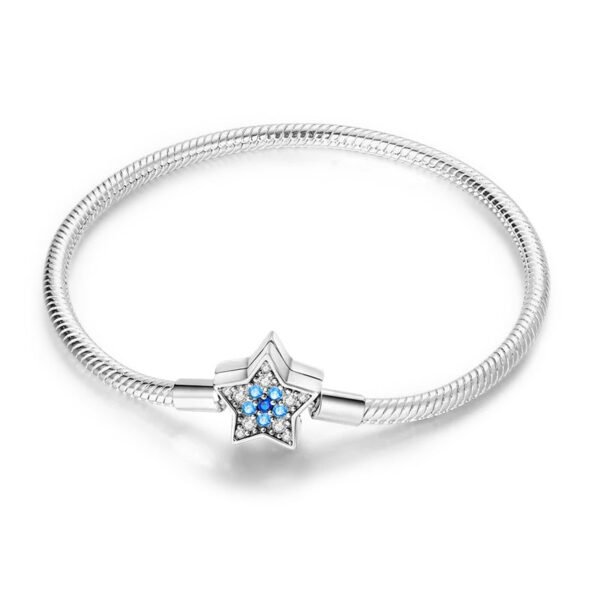 Bracelet pour charms étoile cristaux bleus en argent - Korell charms