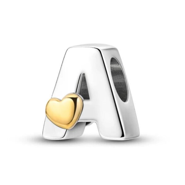 Charm alphabet lettre et cœur doré en argent Lettre A - Korell charms