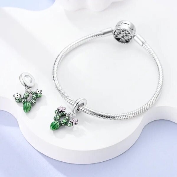Charm pendentif cactus en fleurs en argent - Korell charms
