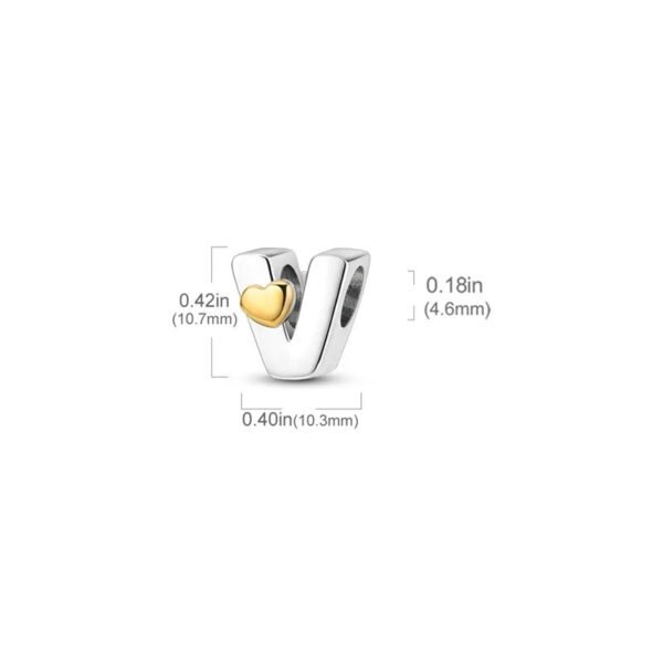 Charm alphabet lettre et cœur doré en argent - Korell charms