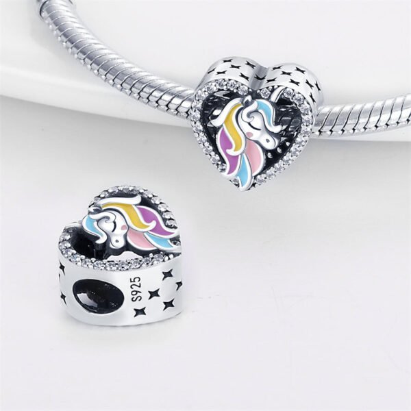 Charm cœur tête de licorne en argent - Korell charms