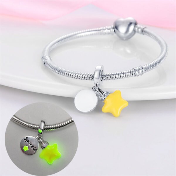 Charm pendentif étoile jaune en argent - lumineux - Korell charms