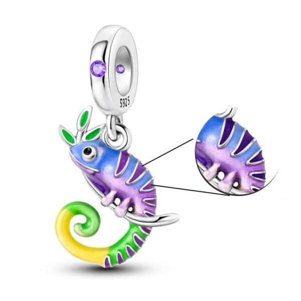 Charm pendentif caméléon violet et vert en argent - change de couleur Default Title - Korell charms