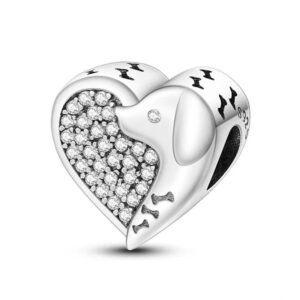 Charm cœur chien en argent Default Title - Korell charms