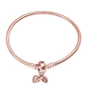 Bracelet pour charms à pendants petites feuilles en argent Or rose - Korell charms