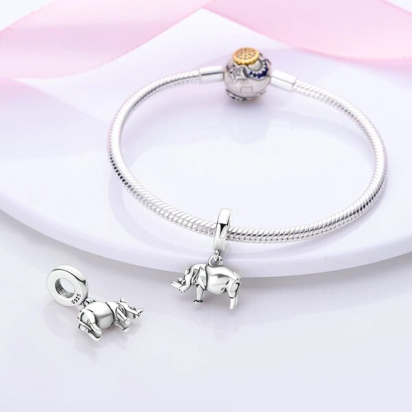 Charm pendentif rhinocéros en argent - Korell charms