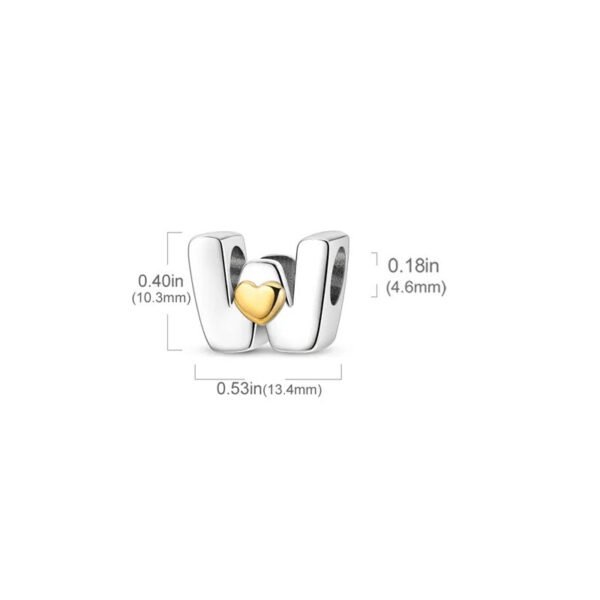 Charm alphabet lettre et cœur doré en argent - Korell charms