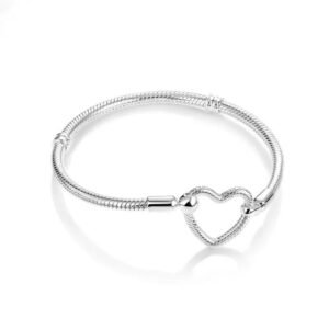 Bracelet pour charms fermoir mousqueton cœur en argent - Korell charms