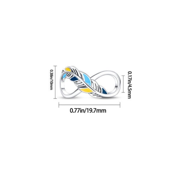 Charm infini plume bleue et jaune en argent - Korell charms