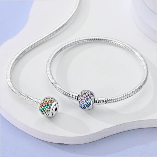 Bracelet pour charms cylindre cristaux multicolores en argent - Korell charms