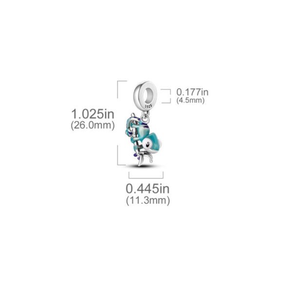 Charm pendentif caméléon sur branche en argent - change de couleur - Korell charms