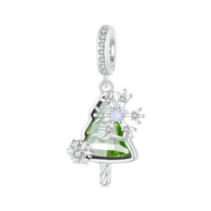 Charm Prestige pendentif sapin et flocons de neige en argent plaqué platine Default Title - Korell charms