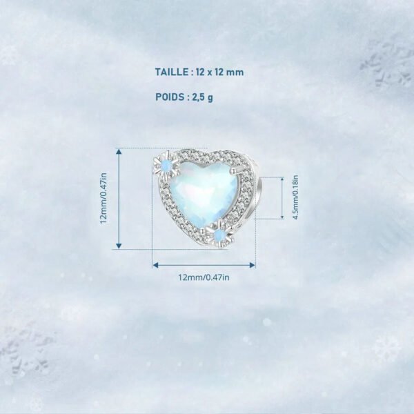 Charm Prestige cœur flocon givré en argent plaqué platine - Korell charms
