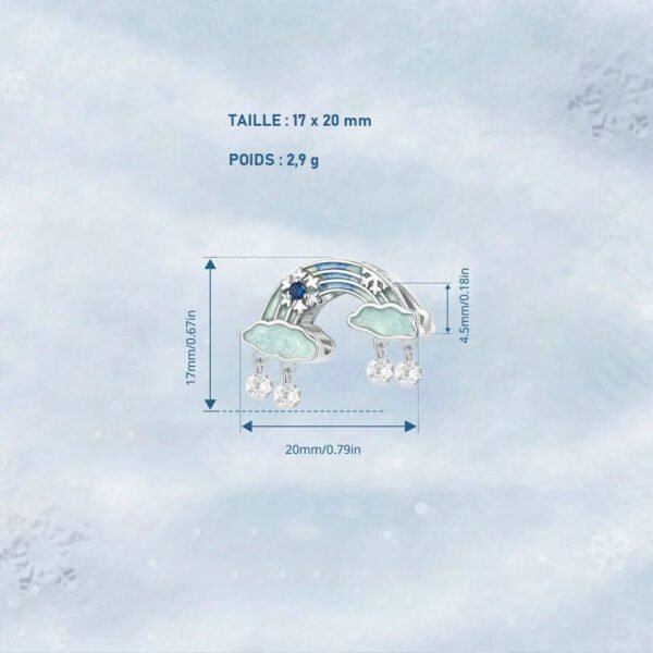 Charm Prestige arc-en-ciel, nuages et flocons de neige en argent plaqué platine - Korell charms