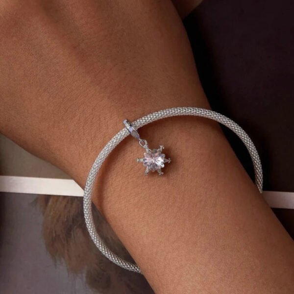 Charm Prestige pendentif fleur de glace en argent plaqué platine - Korell charms