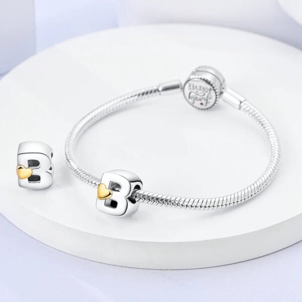 Charm alphabet lettre et cœur doré en argent - Korell charms