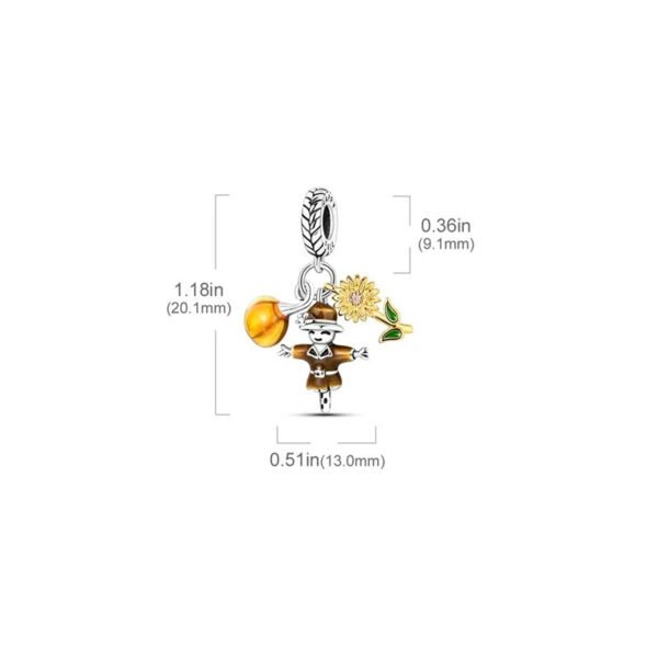 Charm pendentif triple épouvantail, citrouille et tournesol en argent - Korell charms