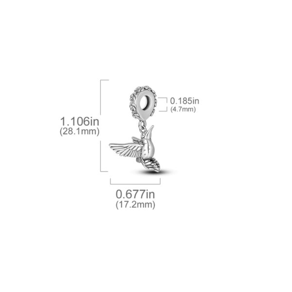 Charm pendentif oiseau colibri en argent - Korell charms