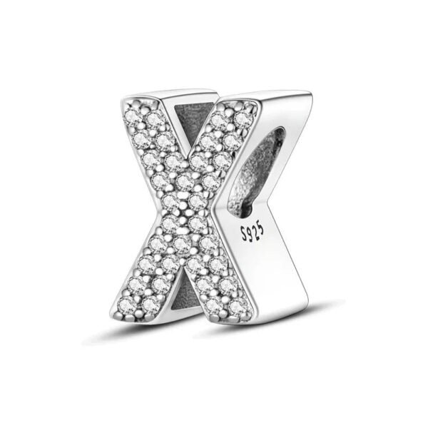 Charm alphabet lettre cristaux en argent Lettre X - Korell charms