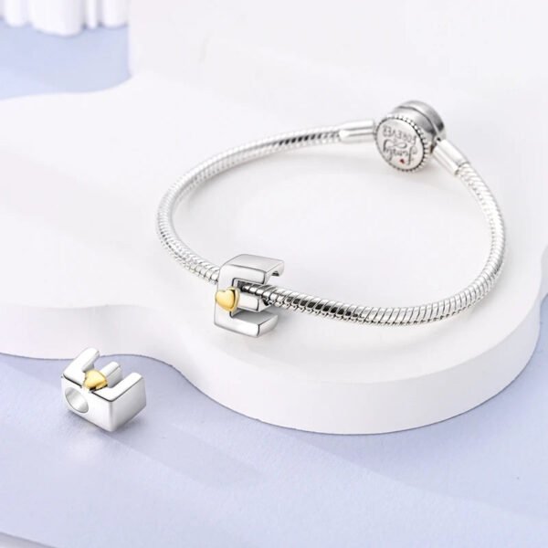 Charm alphabet lettre et cœur doré en argent - Korell charms