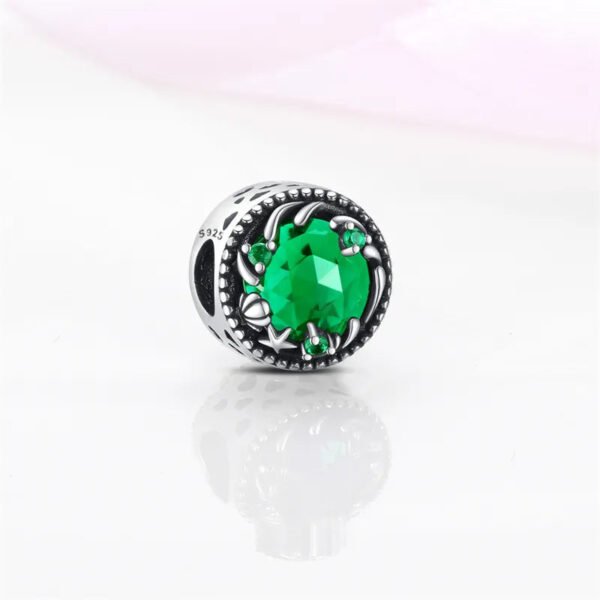 Charm rond cristal vert, coquillage et étoile de mer en argent - Korell charms