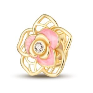 Charm séparateur fleur de rose dorée et rose en argent Default Title - Korell charms