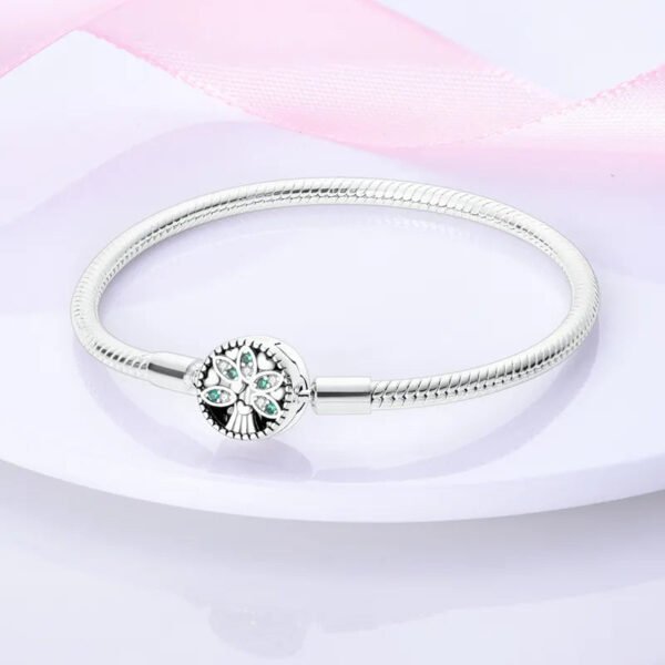 Bracelet pour charms arbre et cristaux verts en argent - Korell charms