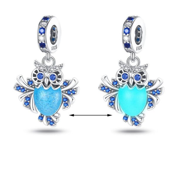 Charm pendentif hibou bleu en argent - lumineux Default Title - Korell charms