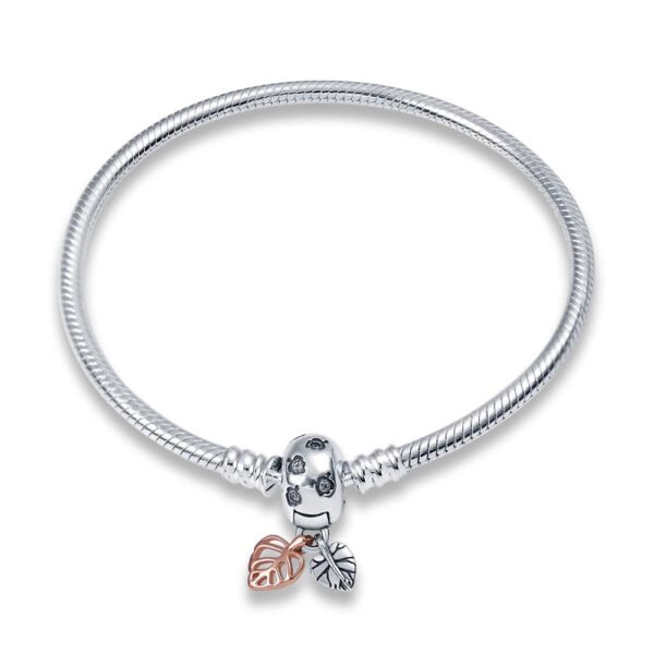 Bracelet pour charms à pendants petites feuilles en argent Argent - Korell charms