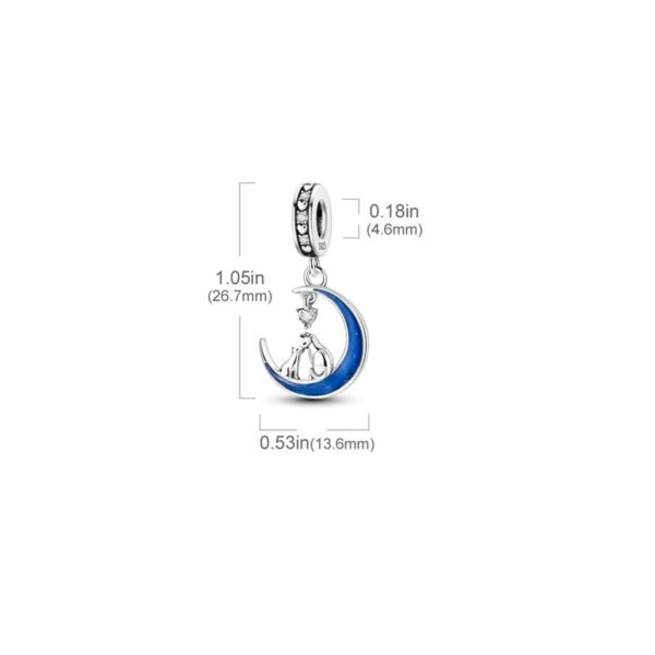 Charm Pendentif chat, chaton, étoile et lune en argent - lumineux - Korell charms