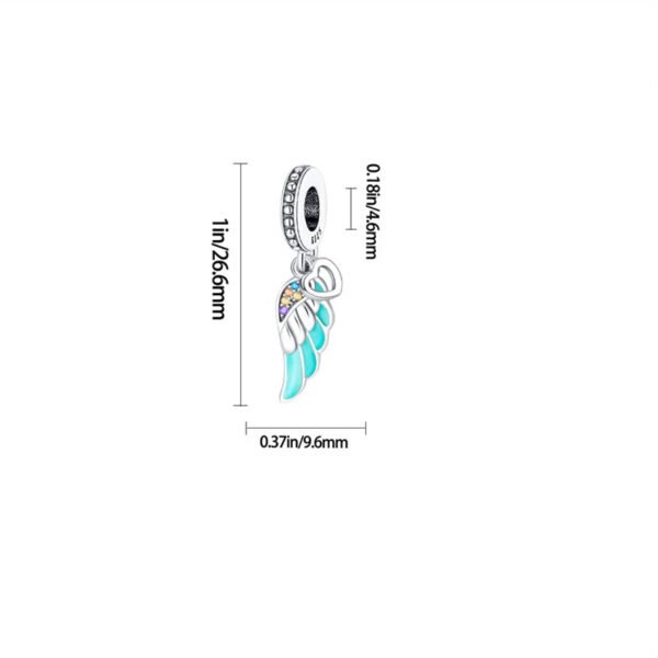 Charm aile bleue et cristaux en argent - lumineux - Korell charms