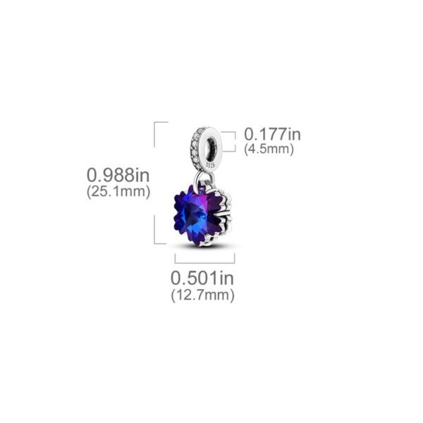 Charm pendentif flocon cristal bleu en argent - Korell charms