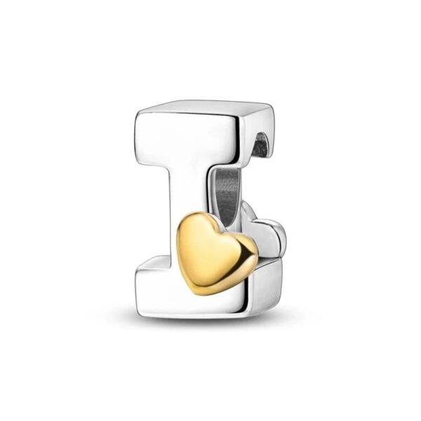 Charm alphabet lettre et cœur doré en argent Lettre I - Korell charms
