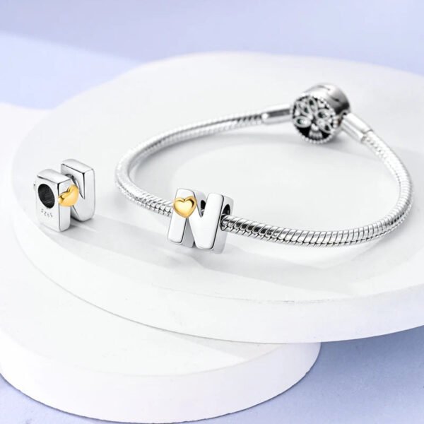 Charm alphabet lettre et cœur doré en argent - Korell charms