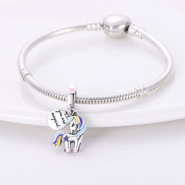 Charm pendentif licorne en argent - change de couleur - Korell charms